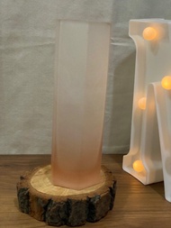 早期 霧玻璃 橘色 玻璃瓶 漸層 六角 花瓶 花器 vintage hexagon fogged glass gradient orange vase