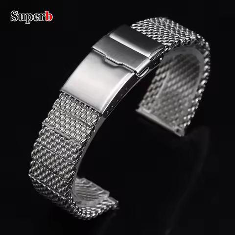 22mm HIgh Quality Milanese Woven Stainless Steel Watchband Fit for Breitling Superocean Silver Men W