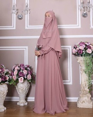 Rafeeqa Dress by Shadira [Ready Stok ], gamis polos syar'i bahan Wolfis, gamis wolfis, gamis pengaji