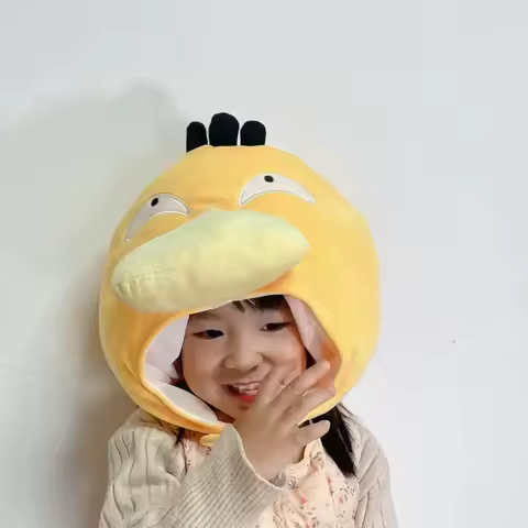 Cute Psyduck Hat Kawaii Japanese Style Plush Hat For Girl Warm Hat For Winter Funny Photo Props Chri