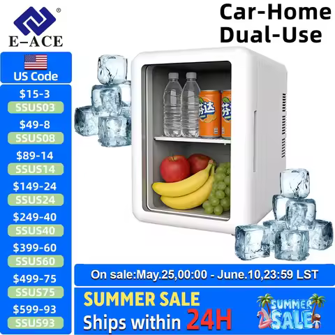 E-ACE 4L Car Refrigerator Mini Fridge Freezer Car & Home Use Portable Compressor Cooler Ice Box for 