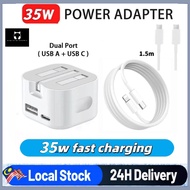 35W Typec PD Fast Charger Dual Port Power Adapter +1.5M Cable Compatible with Huawei/Honor/Xiaomi/