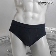 Pierre cardin รุ่น PC-323-BL กางเกงในทรง Brife สีดำ ขอบ Spandex ผ้า Cotton 100% 1Pack 2ตัว ให้สัมผัส