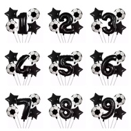 Jumbo number balloon set package with ball theme, contents 5 pcs ( whiteBINTANG)