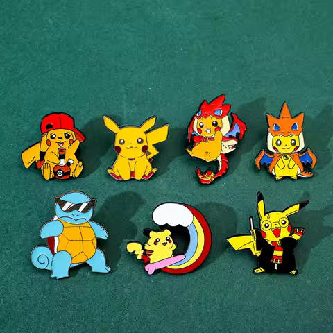 Pokemon Pikachu & Squirtle Enamel Pin Brooch - Metal Backpack Accessory for Women Fashionable Badges