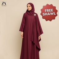 ZOE ARISAH [FREE SHAWL] Hajrah Zarmeen Abaya Satin Muslimah 2026 Lace Shanaya Jubah Plus Size Dubai 