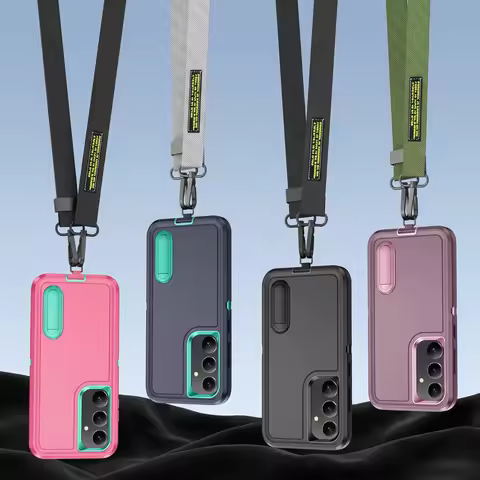 Non-Slip Phone Strap Armor Case for Samsung Galaxy A15 5G A 15 4G Shockproof Lanyard Outdoors Access