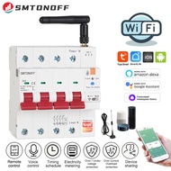 Tuya Smart WiFi RS485 4P 63A MCB Circuit Breaker Prepaid Meter Timer Switch Voltage Current Protector Voice Control Alexa Google Alice