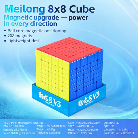 Moyu Meilong 8x8x8 V3 Magnetic Cube Light Weight Design Cube Speed Cube 8x8 Magnetic Cube Kid Gift P