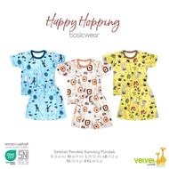 _3 SET - SHORT VELVET SET SML - LB - XL - XXL SHOULDER BUTTONS WITH HAPPY HOPPING MOTIF VIBRANT FORE