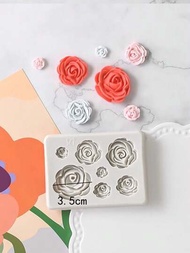 7腔矽膠模具適用於大和小玫瑰花卉,理想適用於巧克力,軟糖,慕斯,烘焙工具,蛋糕裝飾,模具,芳香石頭,蠟蠟燭,粘土和樹脂模具