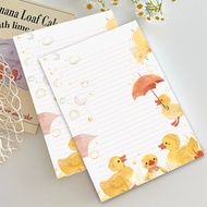 30 sheets, B5 Rainy Fun with Little Yellow Ducks lined writing paper, suitable for bullet journals, 