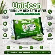 UNICLEAN Premium Bed Bath Wipes with Chlorhexidine Gluconate (CHG) (32cm x 32cm) No Rinse, Lint Free