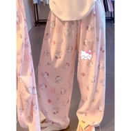HelloKitty Curved Pants Striped Casual Pants Spring Autumn Pajama Pants Women Long Pants KT Cat Wome