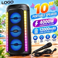 【10 inches】Bluetooth speaker-68000mAh long battery life with microphone karaoke colorful lighting ef