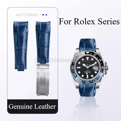 Original Style Genuine Leather Calfskin Watch Strap for Rolex Daytona Black Green Blue Submariner Ya