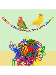 Juguete para pájaros en forma de C con hebilla de cadena de plástico en conjunto de 100 piezas, colores al azar