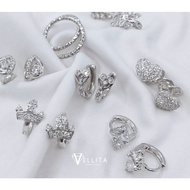 [VELLITA]Subang Klip Permata Emas Putih <Earring "CZ Elegant Loop" 999.9 Platinum White Gold Plated 