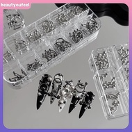 [Beautyoufeel] 30/60PCS/Box Metal Retro Circle Nails Art Charms 3D Punk Style  White Nail Parts Nail