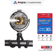 Amgras Stroller Bayi Mudah Alih Kipas Mini Boleh dicas semula 9 Led/Ultra Tenang/Tripod Fleksibel/55