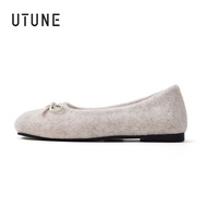 UTUNE Women's Suede Bowknot Mary Jane Flats - Autumn Winter Commuter Casual Shoes
