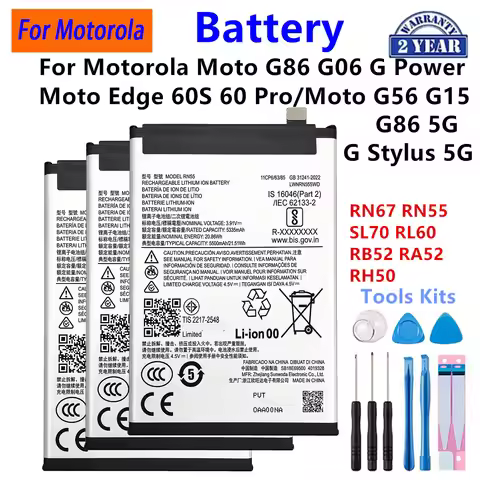 RN67 RN55 SL70 RL60 RB52 RA52 RH50 Battery For Motorola Moto G86 G06 G Power Stylus 5G Moto Edge 60S