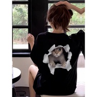 T shirt cute Cat kaos oversize wanita bisa cod baju atasan wanita gambar kucing imut style korea baj