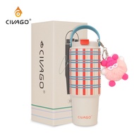 CIVAGO (30oz)แก้วเก็บความร้อนแบบมีหลอดสำหรับเด็กผู้หญิงแก้วมีความจุขนาดใหญ่ สเตนเลส แก้วน้ำเย็นจัด