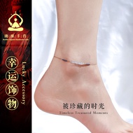 18K Gold Bracelet Female Simple Fashion Anklet Colorful Anklet Holiday Style 1011