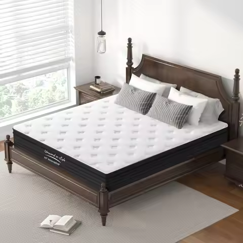 Queen Size Mattress,12 Inch Hybrid Mattress, Individually Pocketed Innerspring, Medium Firm