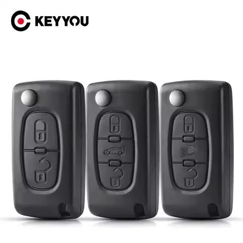 KEYYOU 10pcs 2/3/4 BT Flip Folding Remote Car Key Case Shell For Peugeot 107 207 307 308 407 607 807