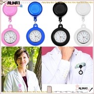 ALMA Retractable Nurse Watch Silicone Quartz Clock Clip-on Fob Watch