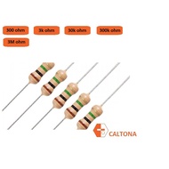 10pcs/pk Resistor 1/4W 300ohm, 3k ohm, 30k ohm, 300k ohm, 3M ohm 5% Fixed Resistor