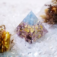 金字塔奧根塔Orgonite生命之樹/脈輪/靈性/冥想/能量海藍寶紫水晶
