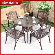 KIMDELIN Cast Aluminum Outdoor Furniture Patio Table and Chairs，Bronze
