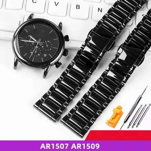 22mm black high-grade bright ceramic strap bracelet watchbands for Armani watch AR1507 AR1509/70002 