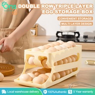 Home Eggs Dispenser Automatically Rolling Eggs Storage Box Container 2 Tier Rolling Eggs Organizer