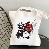Totoro กระเป๋าช้อปปิ้ง Bolsa Jute Bag Bolso Canvas Shopper Eco Bag Shoping ผ้าพับได้ตามต้องการ