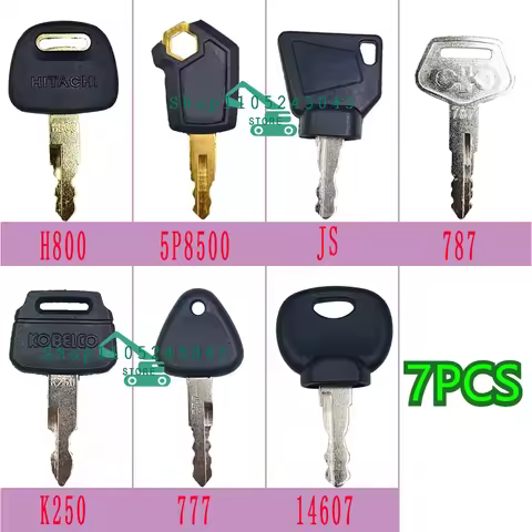 7 PCS High Quality Car Construction Machine Keys Master Key Ignition Set 14607 5P8500 K250 H800 787