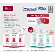 【Official】【6 pcs】Unichi Apple Cider Vinegar Gummy 180 Gummies Hair Boost 2.0/Nicotinamide/Ashwagandh