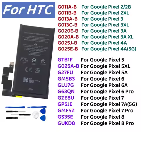 Original Battery For GOOGLE 2 2B PIXEL 3 3XL Pixel 4XL Pixel 4 4XL 4 Pixel 4A 5A 5 5G Pixel 6 Pro 7A