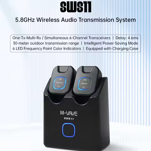 M-VAVE SWS11 5.8GHz Wireless Audio Transmission System/4.6ms Low Latency/24Bit/48kHz HD Sound/30m Ra
