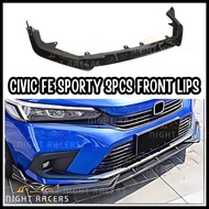 HONDA CIVIC FE 2021-2025 3PCS FRONT LIP SPORTY OUT LOOK FRONT BUMPER LIPS SPORTY RACING LOOK FRONT B