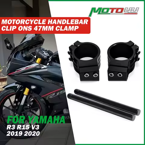 For YAMAHA R3 R15 V3 2019 2020 CNC Motorcycle Handlebar Clip Ons 47MM Clamp Clip On Fork Handle Bar