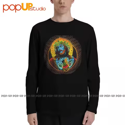 E1Syndicate Jesus N Drugs Ecstasy Peyote Dmt Lsd Trip Rave Long Sleeve T-Shirts T-shirt Tee Soft Har