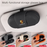 Car sun visor glasses box portable suede magnetic sunglasses holder for Porsche Panamera Cayenne Tay