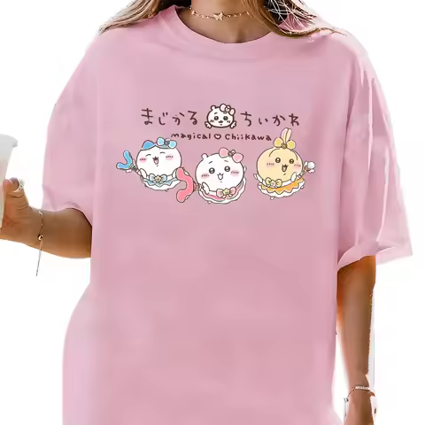 Chiikawa's Magical Girl T Shirts Magical Chiikawa Kawaii Cartoon Tees Unisex Anime Casual Clothes Bo