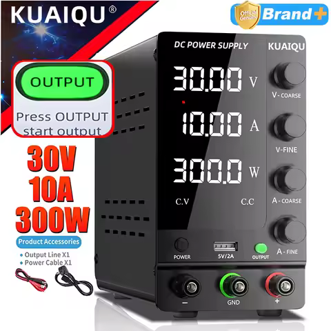 KUAIQU 30V 10A DC Power Supply Adjustable Digit Display Laboratory Power Supplies Voltage Regulator 