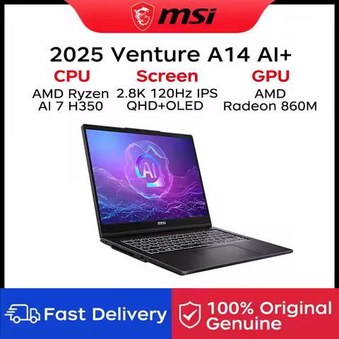 2025 MSI Venture A14 AI+ Laptop 14 Inch 2.8K 120Hz OLED Screen Netbook AMD Ryzen AI 7 H350 CPU 16GB