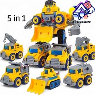 A+TS 5 IN 1 Construction Transform Robot DIY Disassembly Toy Set Early Education Screw Assembly Toy 